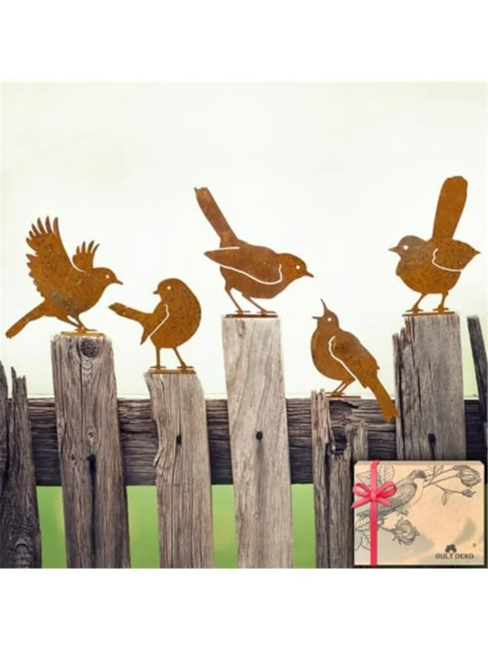 5PCS Rusty Birds Decoration,Outdoor Bird Wall Decor,Metal Birds Yard